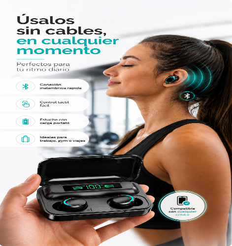 Audífonos Inalámbrico power bank f9